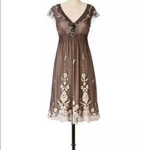 Anthropologie Lithe Laurel Run Embroidered Dress